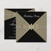 Elegant Black Gold Womans Birthday Kaart (Voorkant / Achterkant)