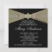 Elegant Black Gold Womans Birthday Kaart (Achterkant)