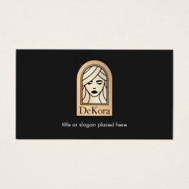 Elegant Black Gold Woman's Face Beauty Salon Spa Visitekaartje