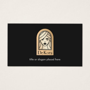 Elegant Black Gold Woman's Face Beauty Salon Spa Visitekaartje