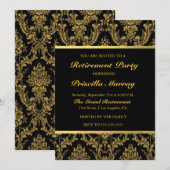 Elegant Black & Gold Womans Retirement Party Kaart (Voorkant / Achterkant)