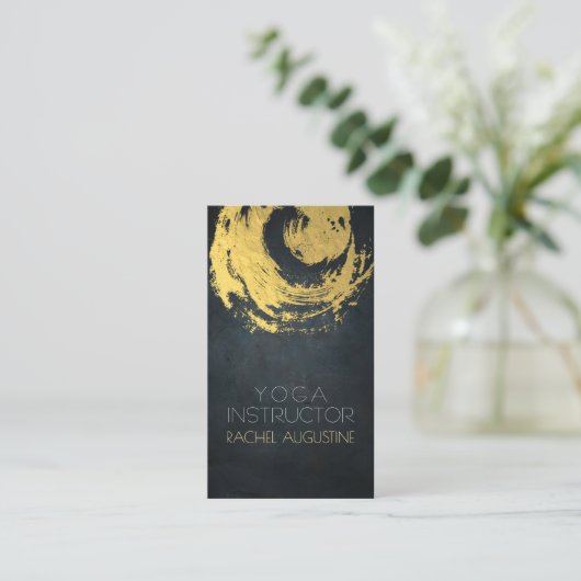 Elegant Black & Gold YOGA ZEN Symboolpenselen Visitekaartje (Staand voorkant)