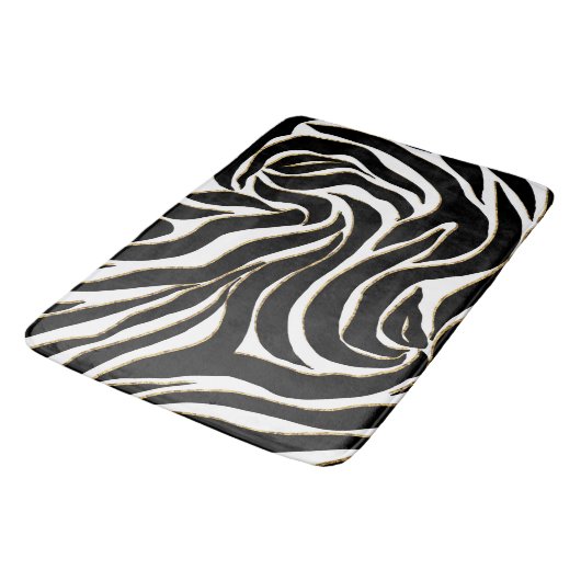 Elegant Black Gold Zebra White Animal Print Badmat (Gekanteld)