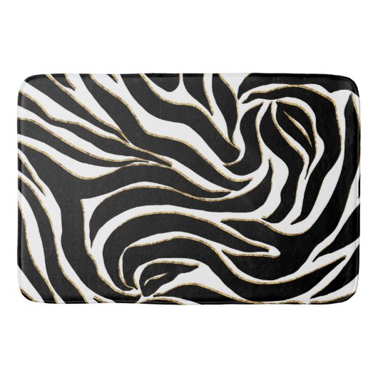 Elegant Black Gold Zebra White Animal Print Badmat (Voorkant)