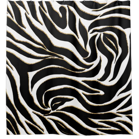 Elegant Black Gold Zebra White Animal Print Douchegordijn (Voorkant)