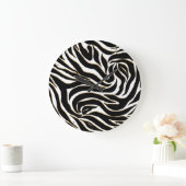 Elegant Black Gold Zebra White Animal Print Grote Klok (Huis)
