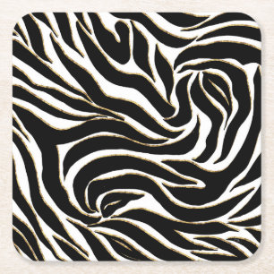 Elegant Black Gold Zebra White Animal Print Kartonnen Onderzetters