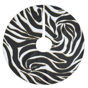 Elegant Black Gold Zebra White Animal Print Kerstboom Rok