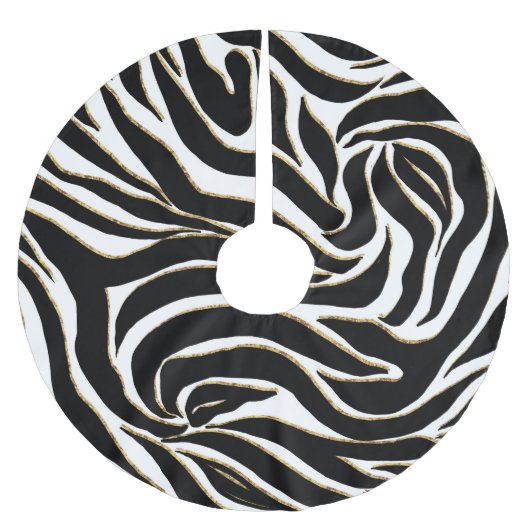 Elegant Black Gold Zebra White Animal Print Kerstboom Rok (Voorkant)