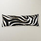 Elegant Black Gold Zebra White Animal Print Lichaamskussen (Achterkant)