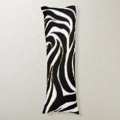 Elegant Black Gold Zebra White Animal Print Lichaamskussen (Voorkant Verticaal)