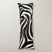 Elegant Black Gold Zebra White Animal Print Lichaamskussen (Achterkant (Verticaal))