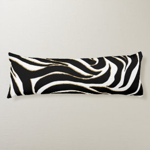 Elegant Black Gold Zebra White Animal Print Lichaamskussen