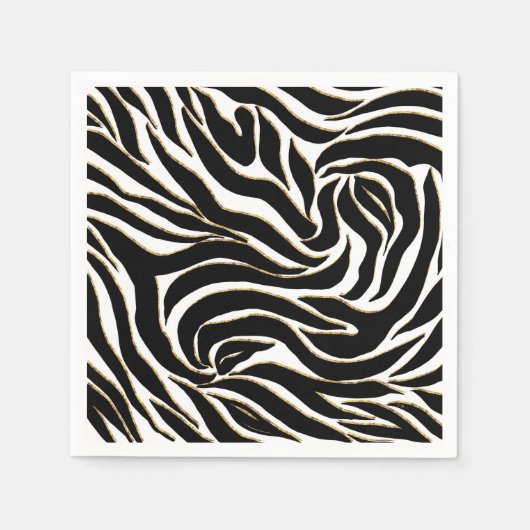Elegant Black Gold Zebra White Animal Print Servet (Voorkant)