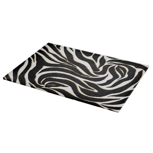 Elegant Black Gold Zebra White Animal Print Snijplank (Hoek)