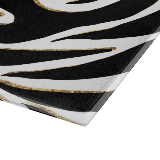Elegant Black Gold Zebra White Animal Print Snijplank (Hoek)