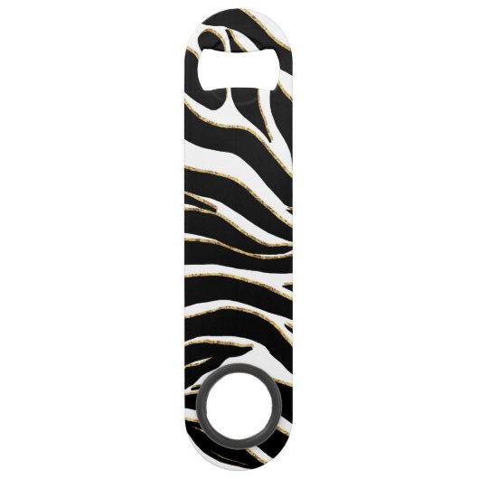 Elegant Black Gold Zebra White Animal Print Speed Flessenopener (Voorkant)