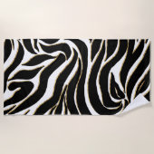 Elegant Black Gold Zebra White Animal Print Strandlaken (Voorkant)