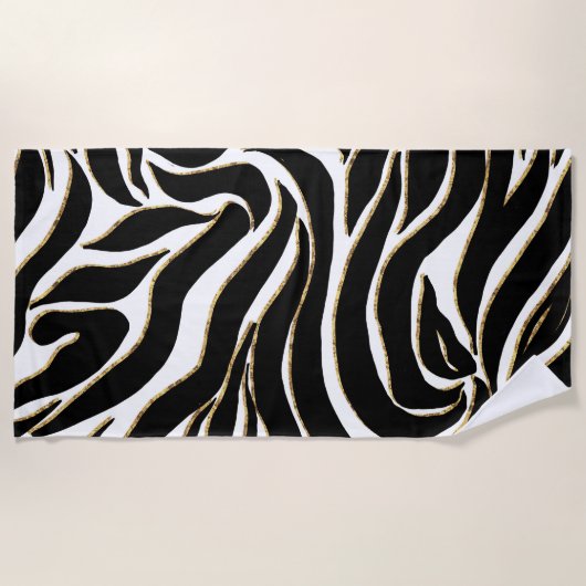 Elegant Black Gold Zebra White Animal Print Strandlaken (Voorkant)