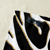 Elegant Black Gold Zebra White Animal Print Strandlaken (In situ)