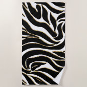 Elegant Black Gold Zebra White Animal Print Strandlaken (Voorkant)