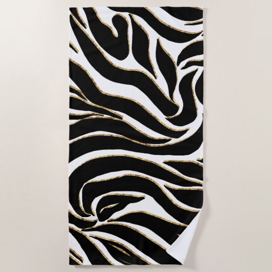 Elegant Black Gold Zebra White Animal Print Strandlaken (Voorkant)
