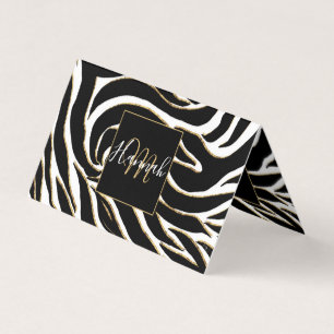 Elegant Black Gold Zebra White Animal Print Visitekaartje
