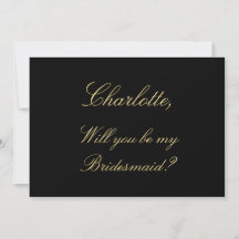 Elegant Black Golden Beige Bridesmaid Voorstel
