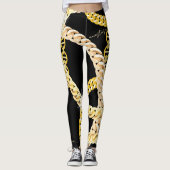 Elegant Black & Golden Chains Leggings (Voorkant)
