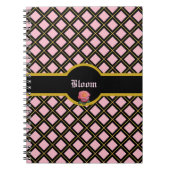 Elegant Black & Golden Diamond Pattern Notitieboek (Voorkant)