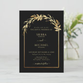 Elegant Black Golden Foliage Wedding Arch Kaart (Staand voorkant)
