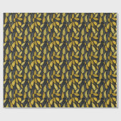Elegant Black Golden & Grey Botanical Leaves Cadeaupapier (Vlak)
