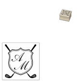 Elegant Black Golf Monogram Crest Rubberstempel (Gestempeld)