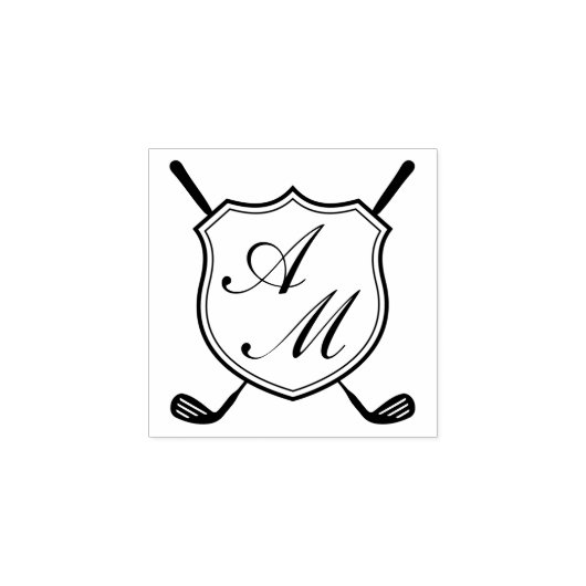 Elegant Black Golf Monogram Crest Rubberstempel (Afrduk)