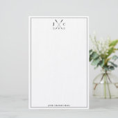Elegant Black Golf Monogram Stationery Briefpapier (Staand voorkant)