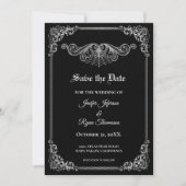 Elegant black Gothic wedding save the date Aankondiging (Voorkant)