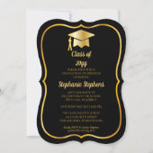 Elegant Black | Goud Pet Graduation Party Kaart (Voorkant)