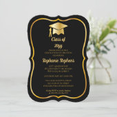 Elegant Black | Goud Pet Graduation Party Kaart (Staand voorkant)