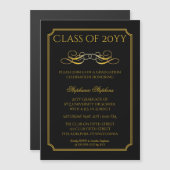 Elegant Black | Goudacademie Partij I Magnetische Uitnodiging (Voorkant / Achterkant)