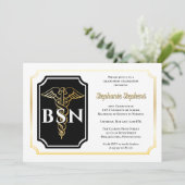 Elegant Black | Goudzuster BSN-graduatiepartij Kaart (Staand voorkant)