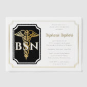 Elegant Black | Goudzuster BSN-graduatiepartij Vellum Uitnodigingen (Voorkant)