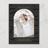 Elegant Black Graduation Party Photo Invitation Aankondigingskaart (Voorkant)