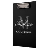 Elegant Black Gray Monogram Calligrafie Klembord (Links)