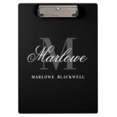Elegant Black Gray Monogram Calligrafie Klembord (Voorkant)