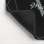 Elegant Black Gray Monogram Geometric Name Script Muismat (Hoek)