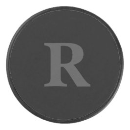 Elegant Black &gray Monogram  Hockey Puck