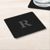Elegant Black &gray Monogram  Kartonnen Onderzetters (Schuin)
