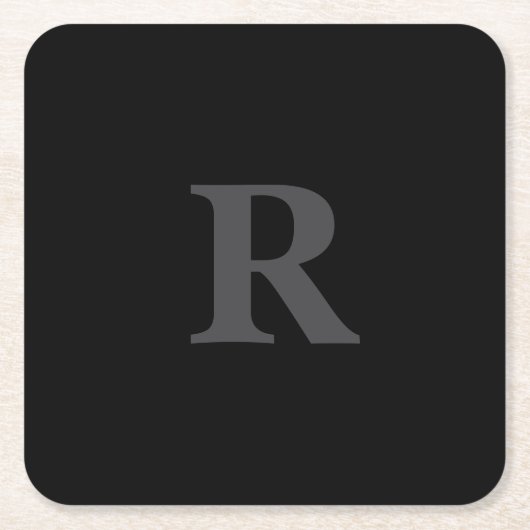 Elegant Black &gray Monogram  Kartonnen Onderzetters (Voorkant)