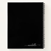 Elegant Black Gray Monogram Naam Notitieboek (Achterkant)