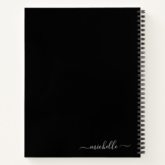 Elegant Black Gray Monogram Naam Notitieboek (Achterkant)